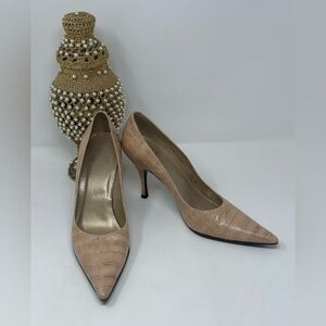 Stuart Weitzman Nude Croc-Pump Heels